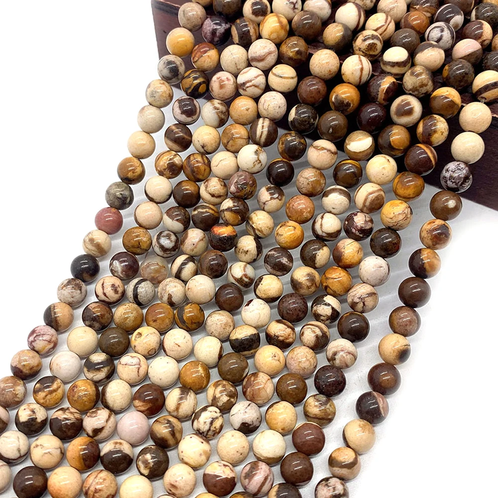 

Natural Round Loose Spacer Beads Australian Zebra Stone Bead 6 8 10mm for Jewelry Making Bead DIY Bracelet Accessories Wholesale