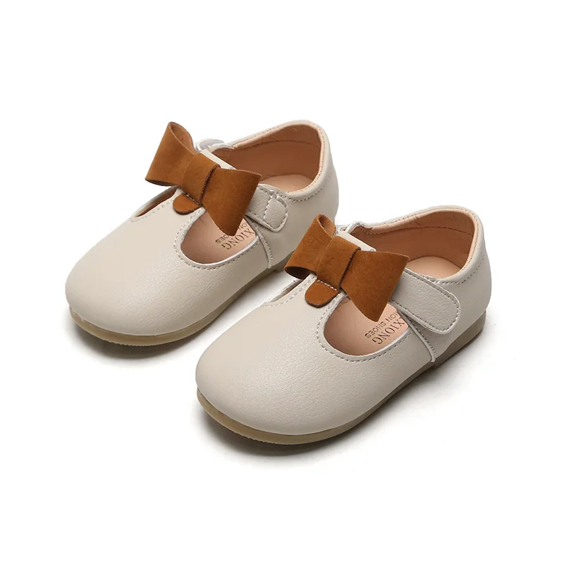 Princess Toddlers Girls Leather Shoes T-strap With Bow-knot Kids Flats Cut-outs Dress Shoes Soft Spring Autumn leather shoes girls shoes girls flats