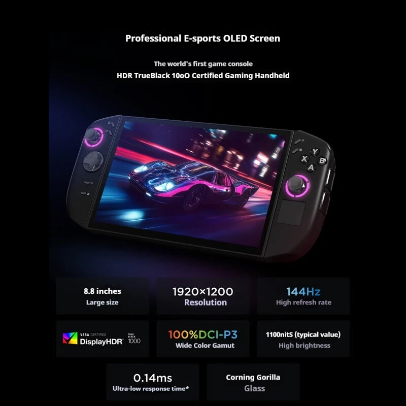 레기온 GO 2 휴대용 게임 콘솔 AMD 라이젠 Z2 익스트림 8.8인치 144Hz OLED 스크린 32GB 1TB SSD 홀 조이스틱 윈도우 11 홈