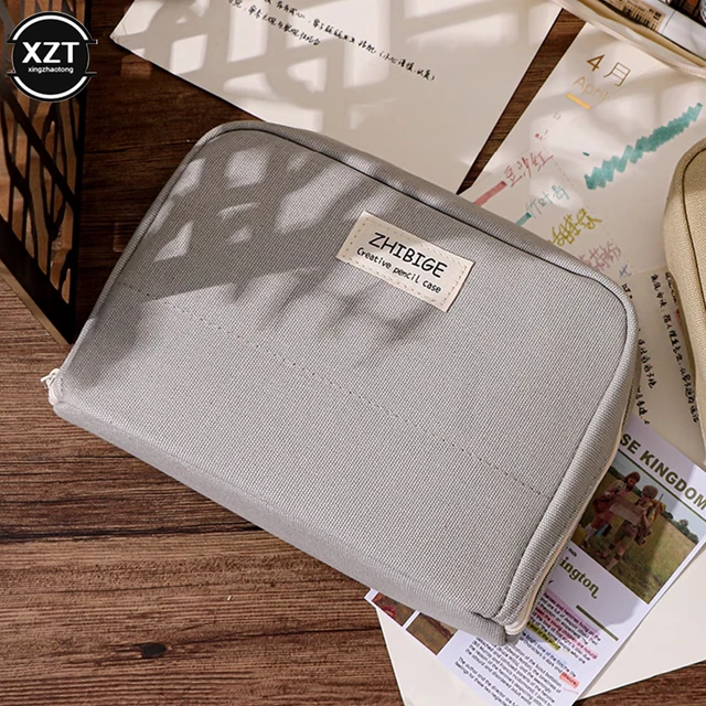 Nagy Kapacitású Ceruza Tok Rózsaszín Esztétikai Iskolai Box Levélpapír -Ellátás Zsák Cipzáras Tasak Iskola Kellékek - Image 5