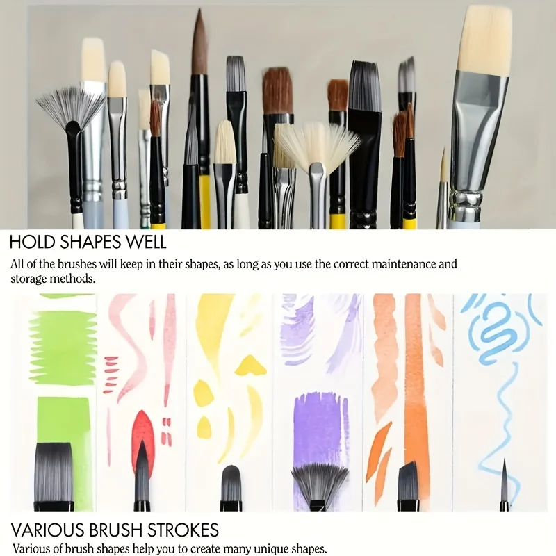 10pcs Artist Paint Brush Set with Carrying Case for Watercolor Acrylic Gouache Oil and Tempera Face Painting 5