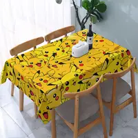 Custom Rectangular Pikachus Anime Cartoon Video Games Tablecloth Fit 40"-44" Elastic Edge Table Cloth Table Covers 1