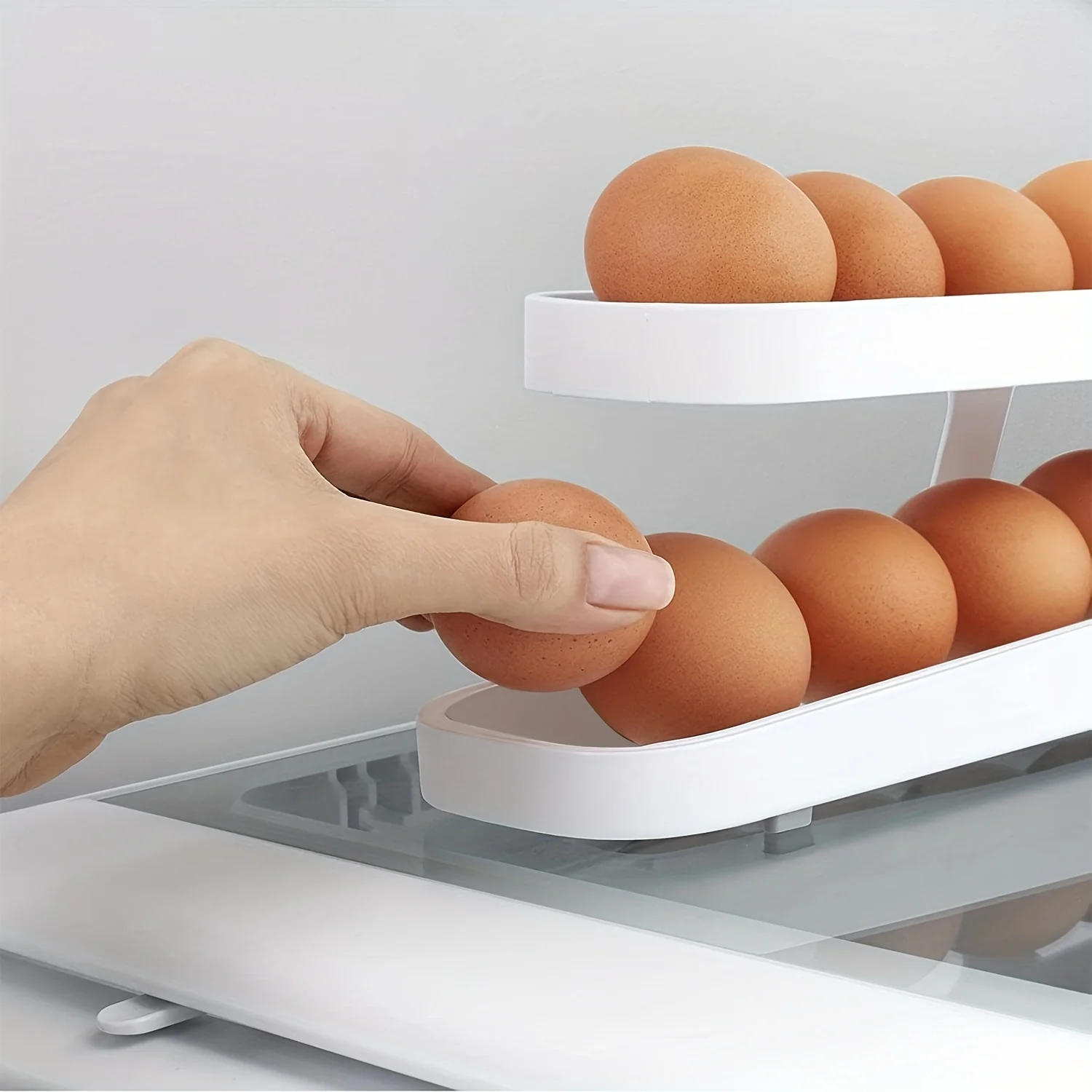 Egg Dispenser egg dispenser with Rolldown Design for Fridge Neatly Stores and Distributes Eggs 1pc