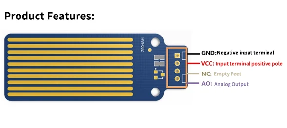 Regenwasserstandssensormodul zur Erkennung der Flüssigkeitsoberfläche, Tiefenhöhe für Arduino, Rot/Rückwand – Detail 3