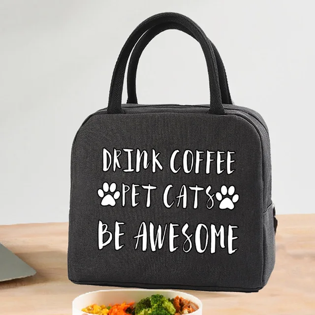 Insulated Lunch Bag  Zipper Cooler Tote Thermal Bag Lunch Box  Canvas Food Picnic Lunch Bags for Work Handbag Food Pattern 4Food020