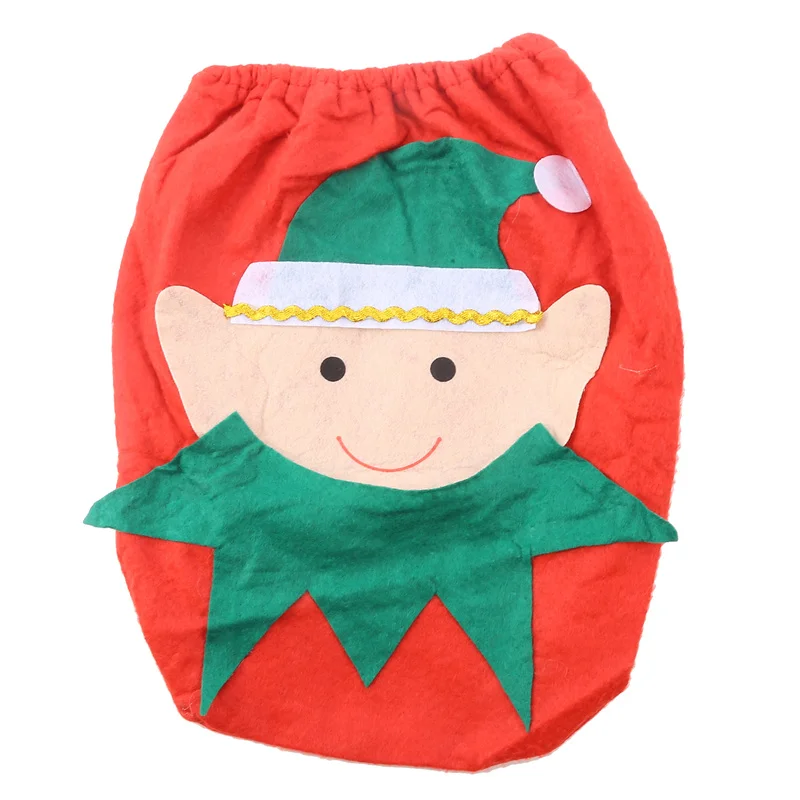 3Pcs/Set New Year Toilet Set Christmas Elf Lavatory Decoration Tissue Cover Toilets Lid Floor Mat Household Festival Supplies 3