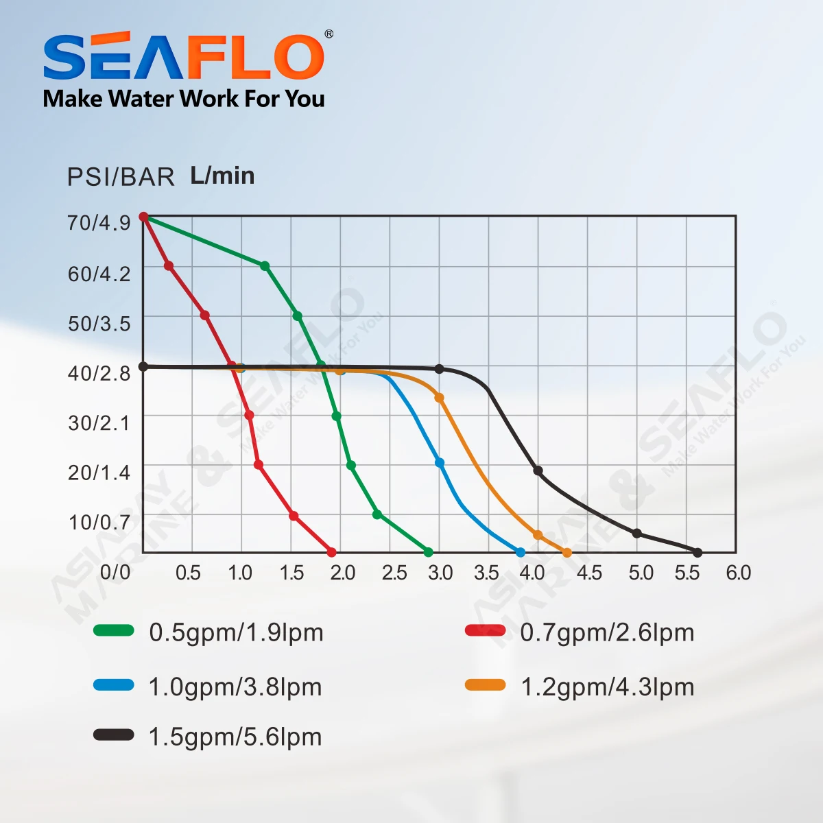 SEAFLO 12V 23A Series 40 PSI Automatic Marine Water Pump Marine Water Diaphragm Pump Self Priming Electric Boat Beer RV Caravan High Pressure