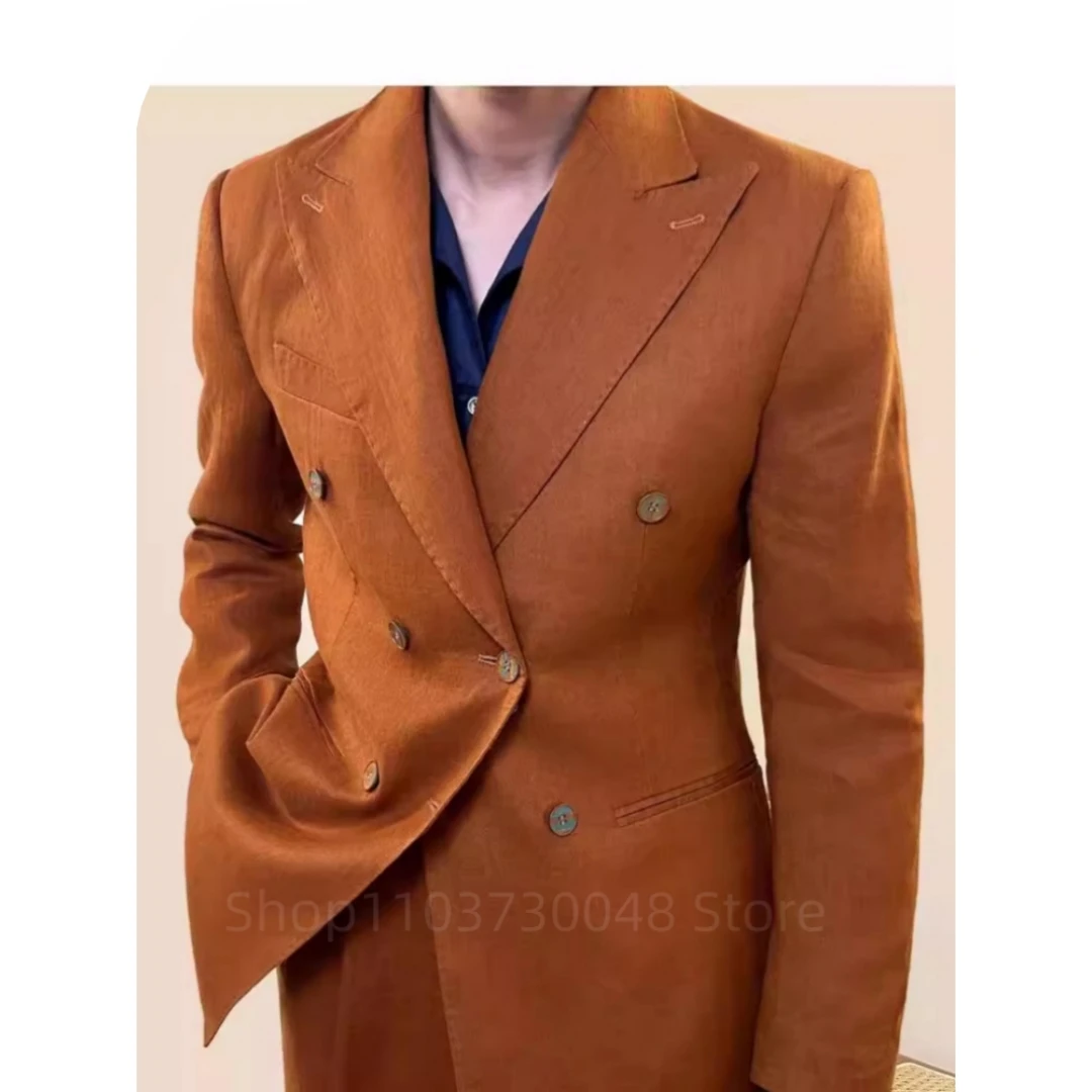 2 Piece Gray Wedding Men Suits Slim Fit Peak Lapel Double Breasted Blazer Pants Formal Business Groom Tuxedo Fashion Men Clothes