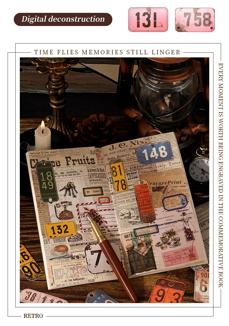 25 teile/paket Vintage digit tags Aufkleber Dekorative DIY Scrapbooking Materialien Kunst Collage Schreibwaren Ästhetik Aufkleber – Detail 8