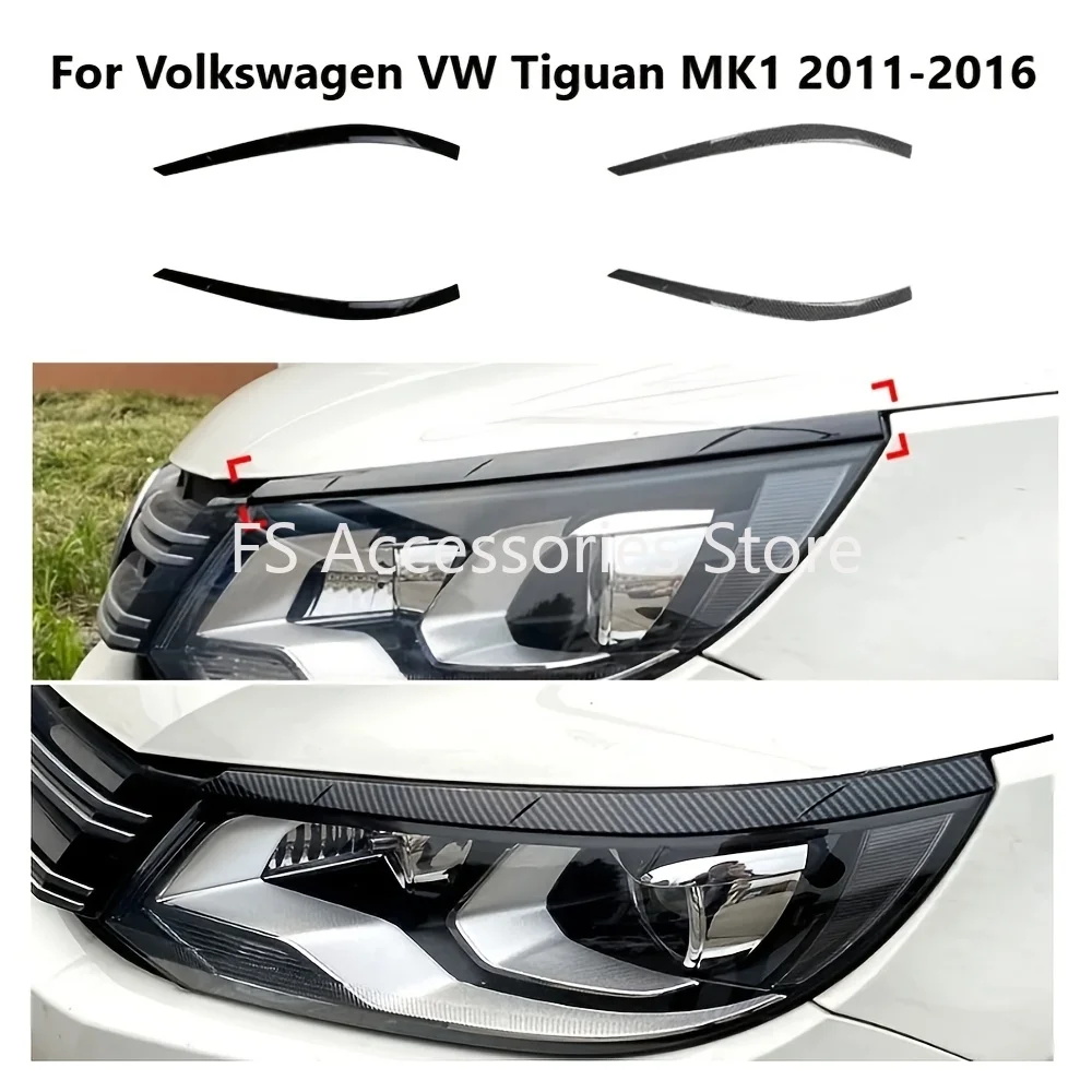 Auto-Frontscheinwerfer-Augenbrauen für Volkswagen Tiguan MK1 2011-2016, Augenlidabdeckung, Zierleisten, Karosserie-Kits, Autozubehör