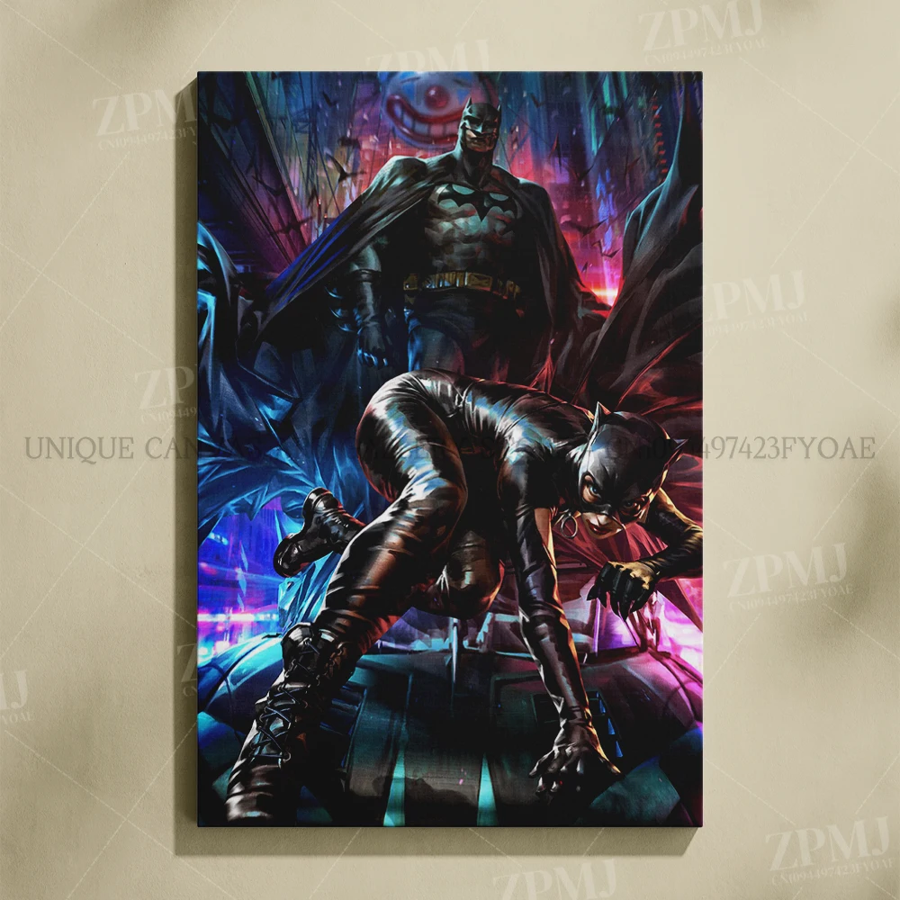 Batwoman and Catwoman Canvas Art - HD Printed Kawaii Wall Decor Poster
