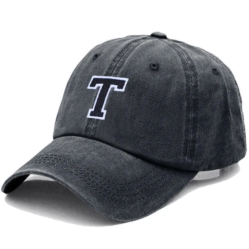 Bicolor Color Letter A-Z Embroidery Washed Cotton Baseball Cap for Men Women Unisex Dad Hat Sun Hat Outdoor Sports Dropshippinp 4