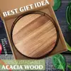 Durable Wooden Turntable Wooden Rotating Tray Rustic Wooden Turntable Tray Set for Kitchen Bathroom for Pantry for Soap 5