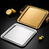Thick Stainless Steel Shallow Tray Rectangular Gold Serving Plate Restaurant BBQ Seafood Plate for Food Large Flat Storage Trays 3
