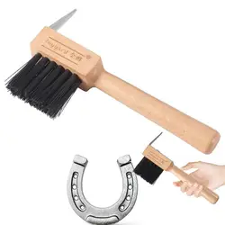 Horse Pick With Brush Hoof Picks For Horses Hoof Pick Brushes Wooden Handle Hoof Pick With Cleaning Brush Rugged And Textured