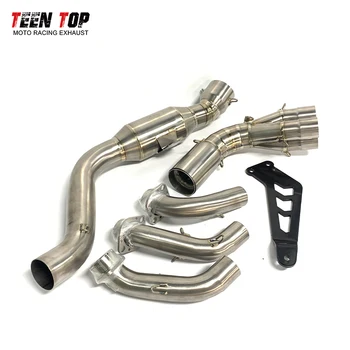Front Link Pipe For Yamaha MT09 MT 09 2021 2022 Motorcycle Exhaust System Modifid Motorcross Muffler With Catalyst 51mm Titanium