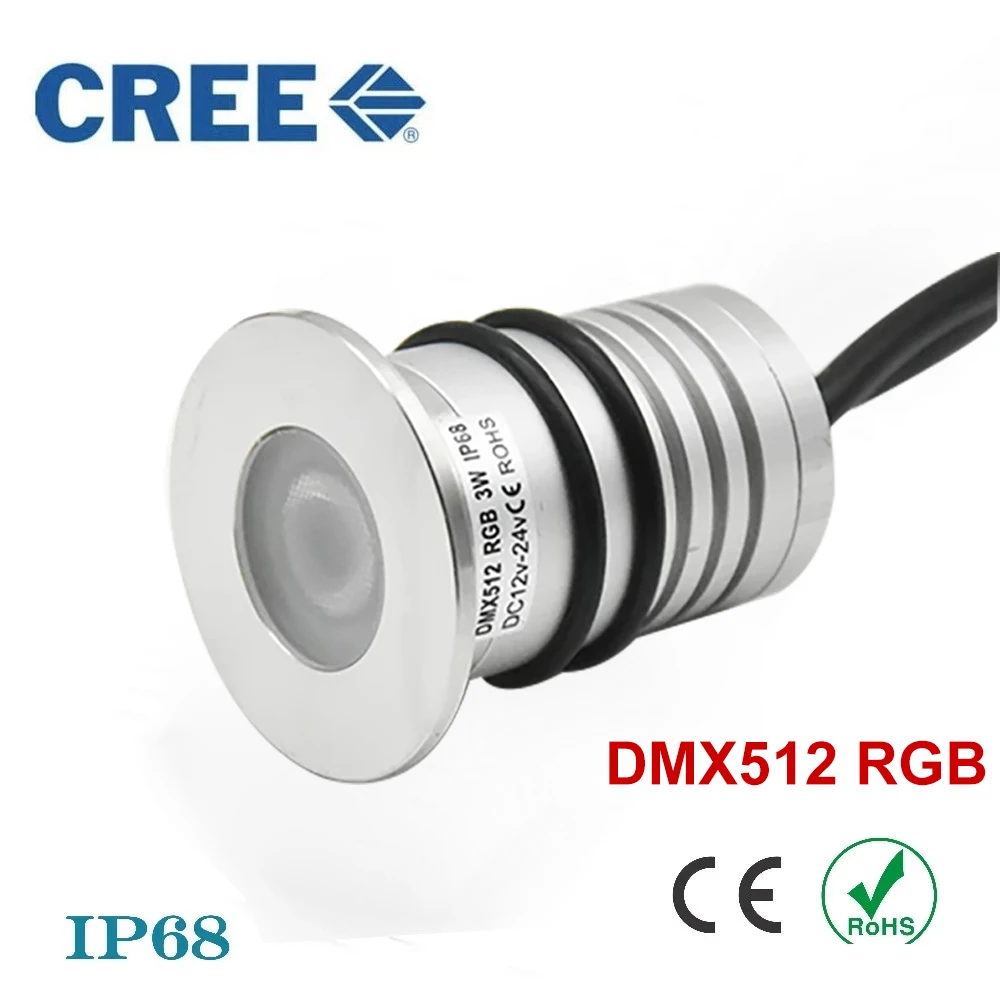 Светодиодный точечный светильник DMX 512 3 Вт из нержавеющей стали 24 В постоянного