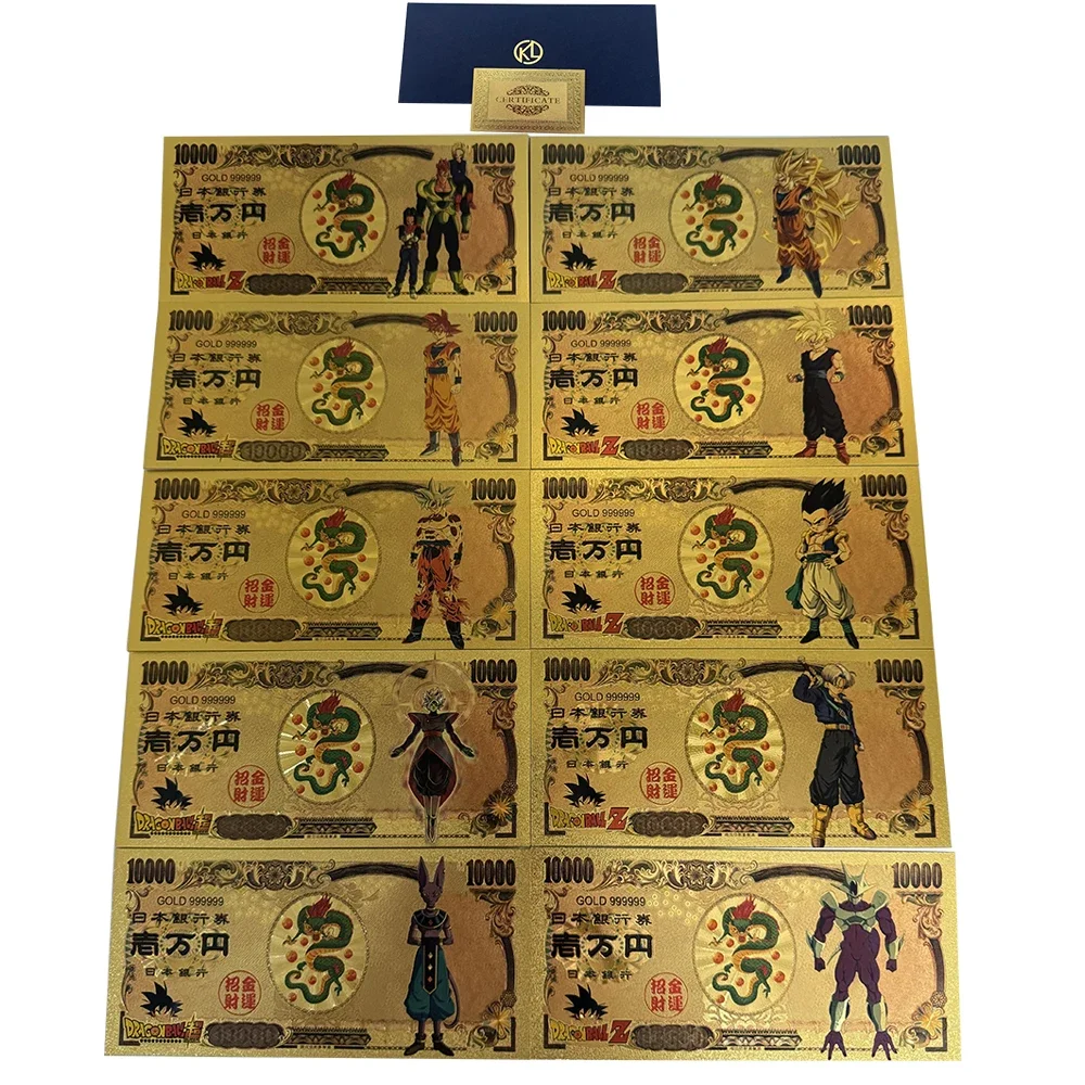 Dragon Z Ball Gold Banknotes No.1 anime banknotes gold plated banknote