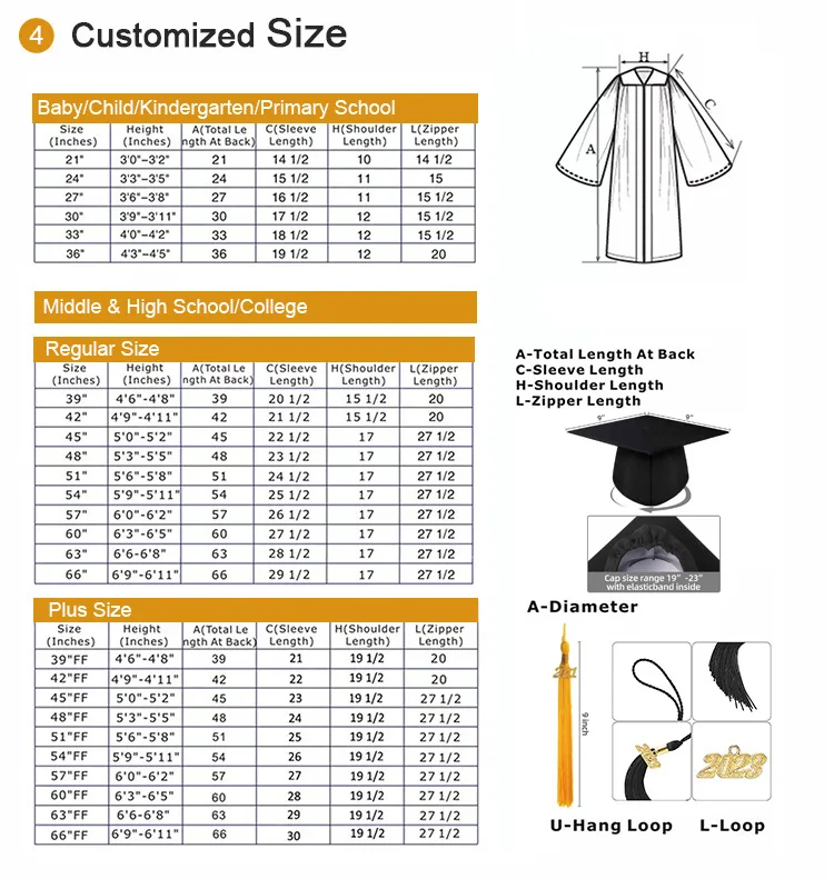 Bachelor's Dress American Adult Graduation Gown Set College Degree graduation gown set