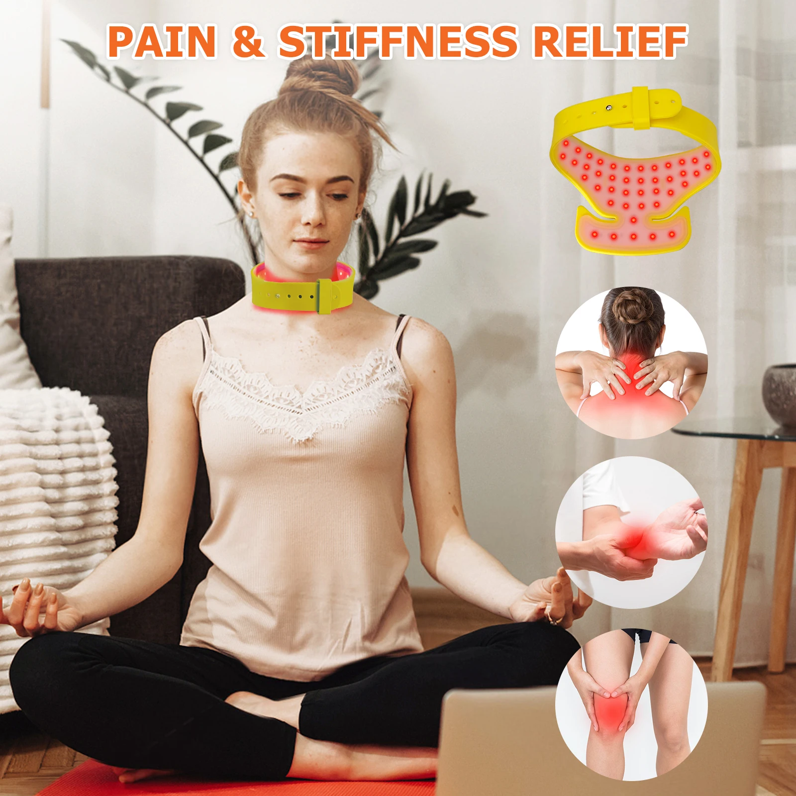 ZJZK 3-in-1 LED Chips Neck Therapy Belt 660nm 850nm 940nm 42Diodes Red Light Treatment for Cervical Spondylosis Arthritis