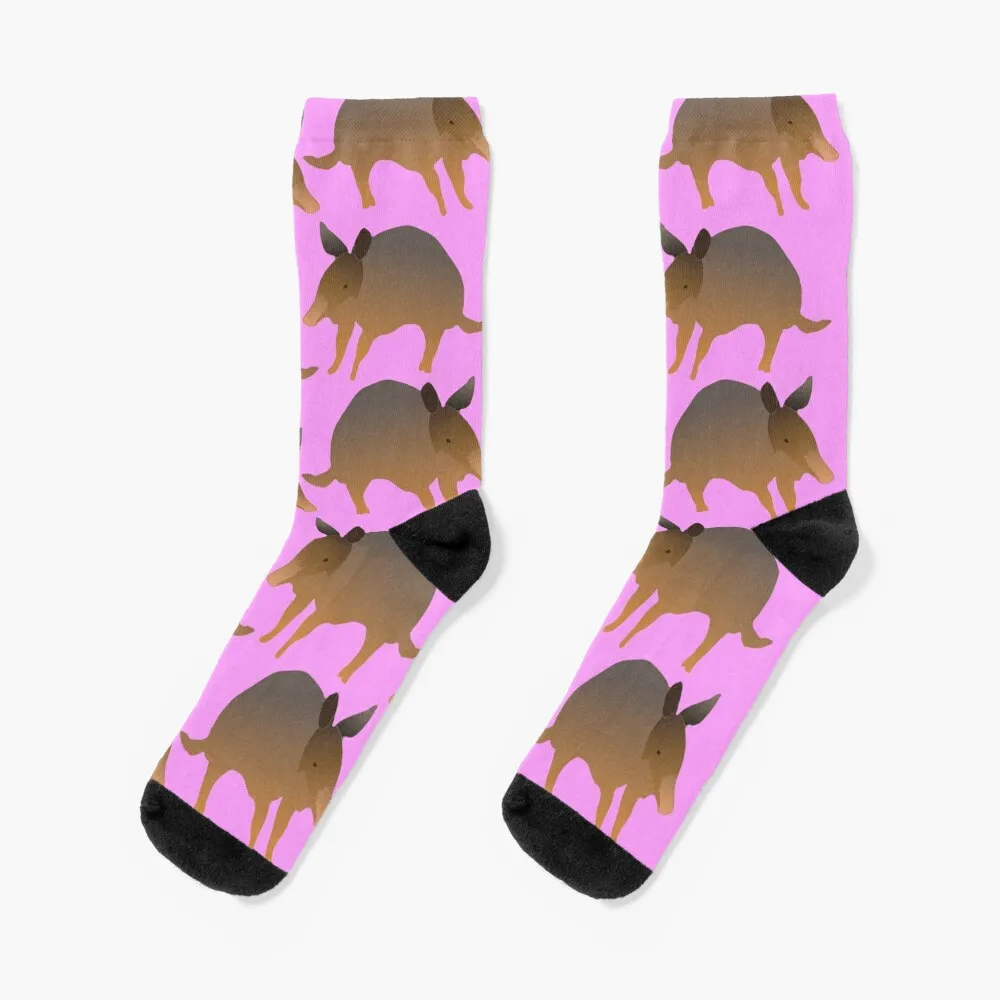 

Seamless Armadillo Pattern (on pink) Socks christmass gift Climbing Novelties hiking Socks For Men Women's