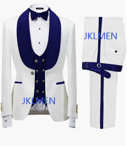 Floral Jacket Men Suit Slim Fit Wedding Tuxedo Navy Blue Velvet Lapel Groom Party Suits Costume Homme Best Man Blazer - as picture18, 3XL