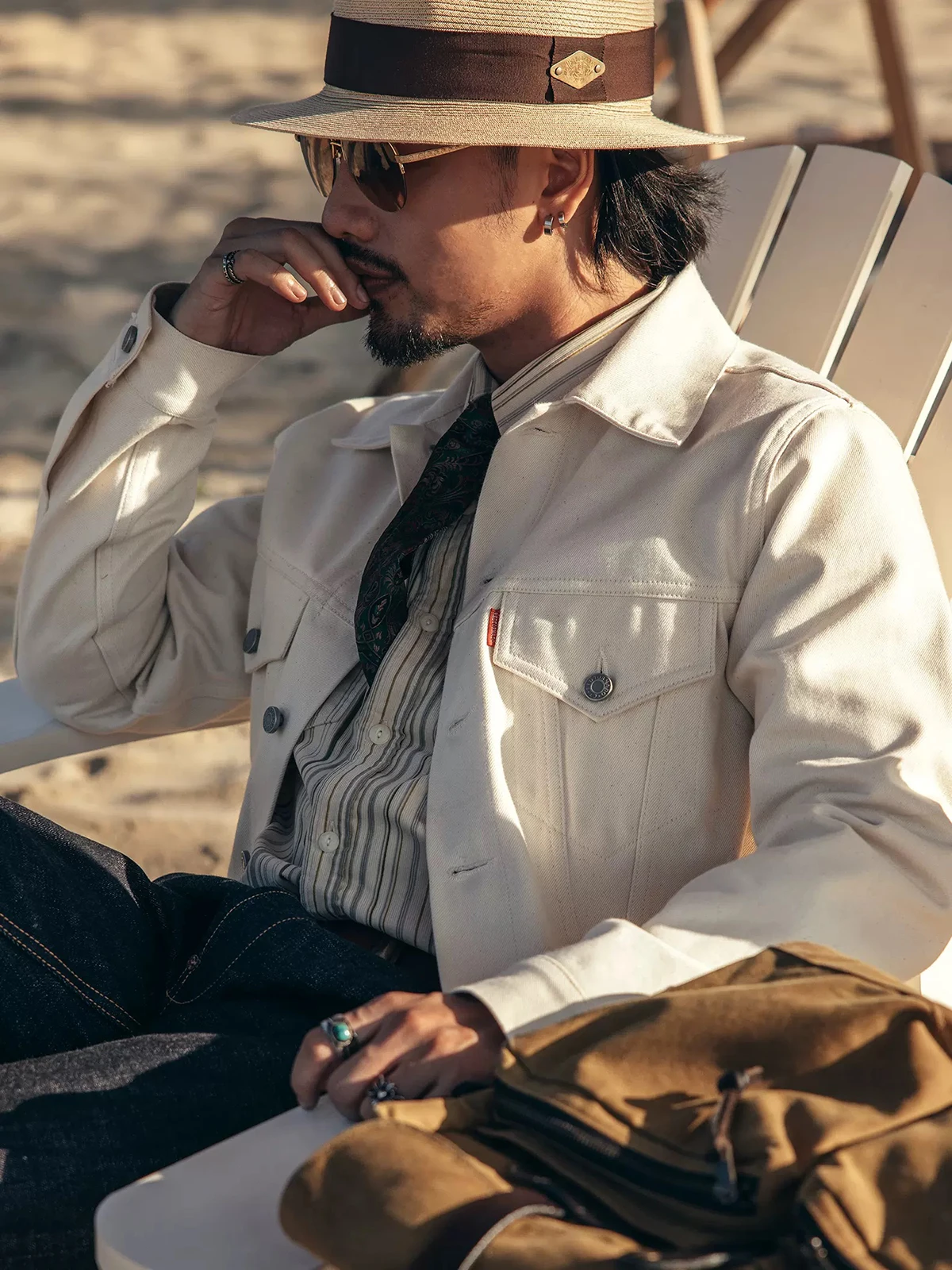 Red Tornado Type Iii Trucker Jacket 557Xx White Cimosa Denim Short Mens Capispalla Slim Fit