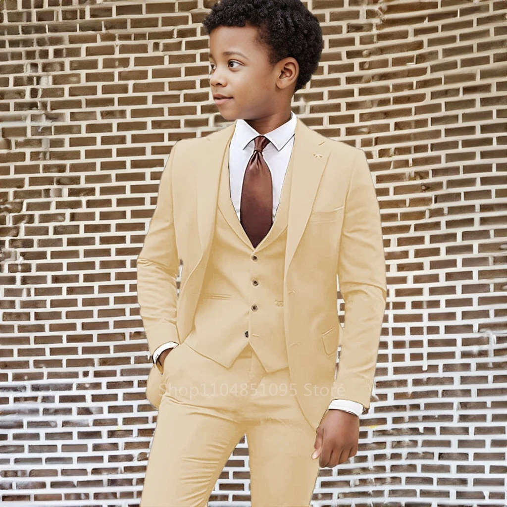 Flower Boys Suit Gray 3-piece Jacket Vest Pants Wedding Graduation Ceremony Competition Size 2-18Y Teens School Uniform Dresses