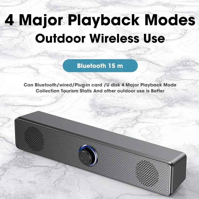 Professional LED Light Portable Speaker Sound Bar Stereo Subwoofer USB Knob Wired DJ Bass Sound Box for Notebook Computer PC