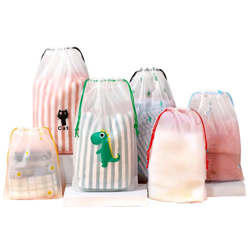 

Transparent Cosmetic Bag Travel Waterproof Women Makeup Portable Bath Drawstring Toiletries Wash Beauty Kit Cartoon Storage Bag