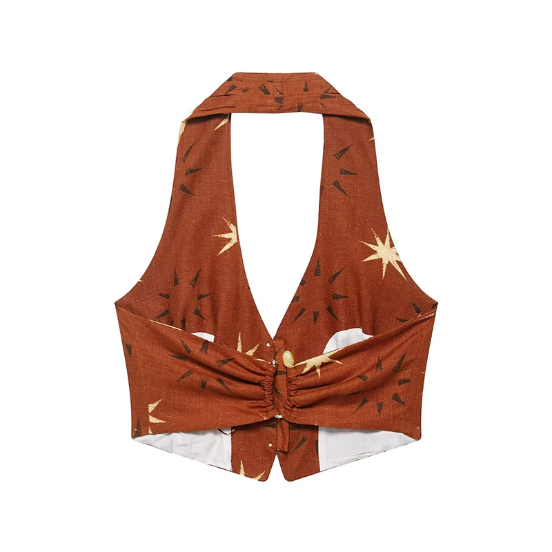 Women 2 Pieces Wide Leg Pants Sets 2025 New Fashion Printed Short Top Trousers Women's Suit Casual Two Piece Woman Outfits