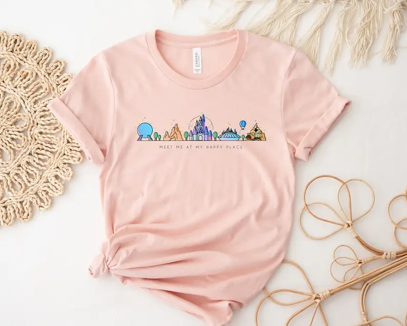 

Meet Me At My Happy Place Funny Shirt Matching Family Vacation Tshirt Short Sleeve Top Tees O Neck 100% cctton goth y2k Harajuku