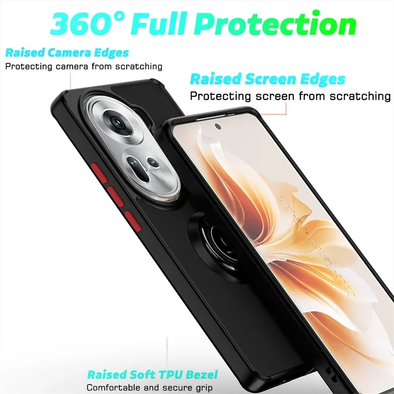 Matte Shockproof Phone Case with Magnetic Ring Stand Holder