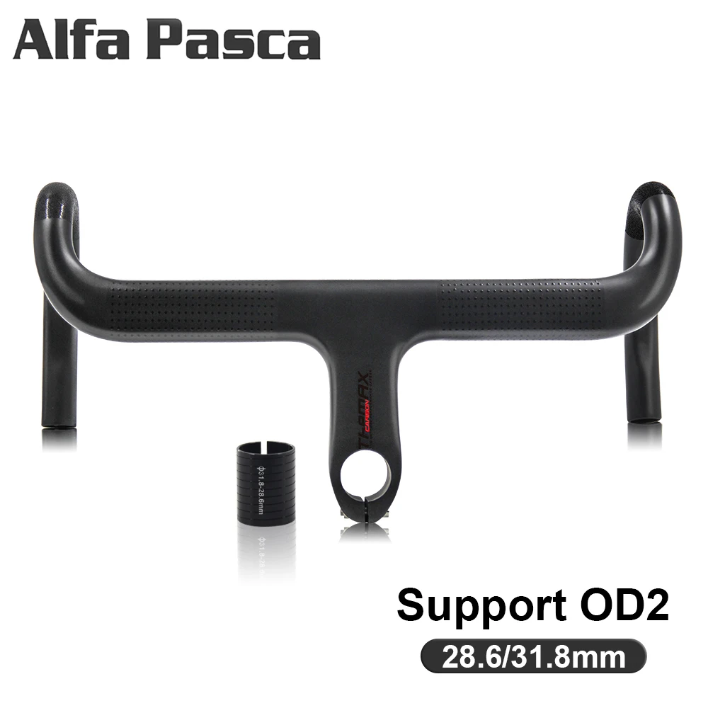 

New Alfa Pasca Integrated Carbon Handlebar Road OD2 28.6/31.8mm Racing Bike Handlebars T800 Carbon Handles Bar for Bicycle Parts
