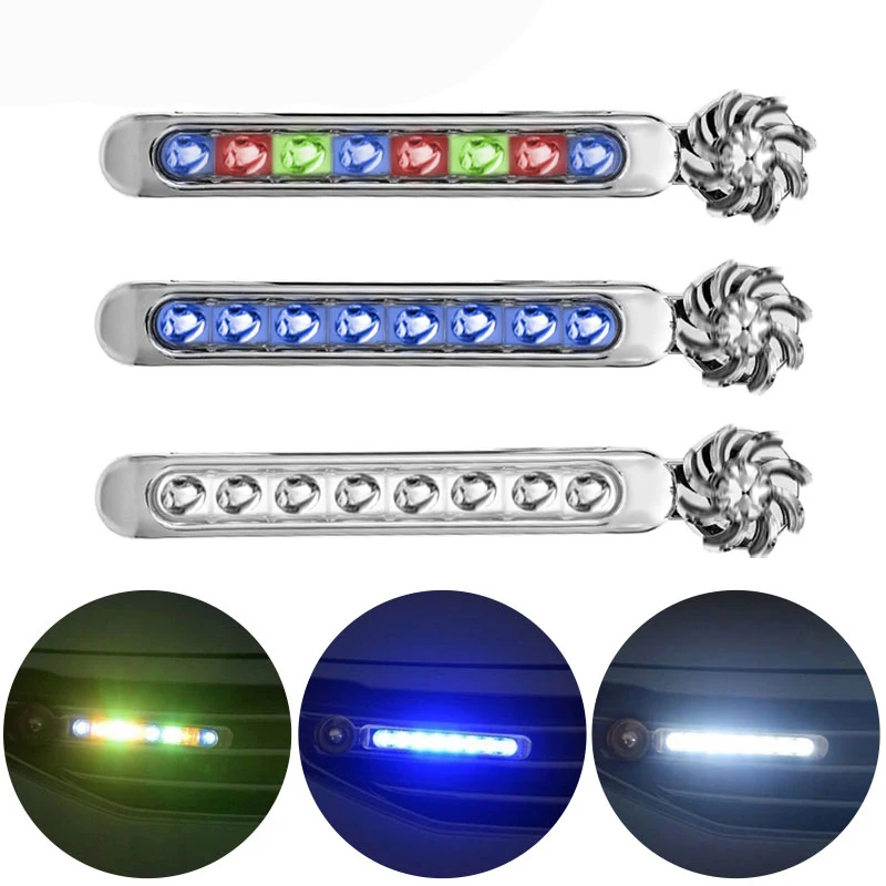 1 pz auto alimentata a vento LED 8 LED DRL luce diurna luce di marcia illuminazione ausiliaria rotazione ventola lampada Automobile giorno tempo faro