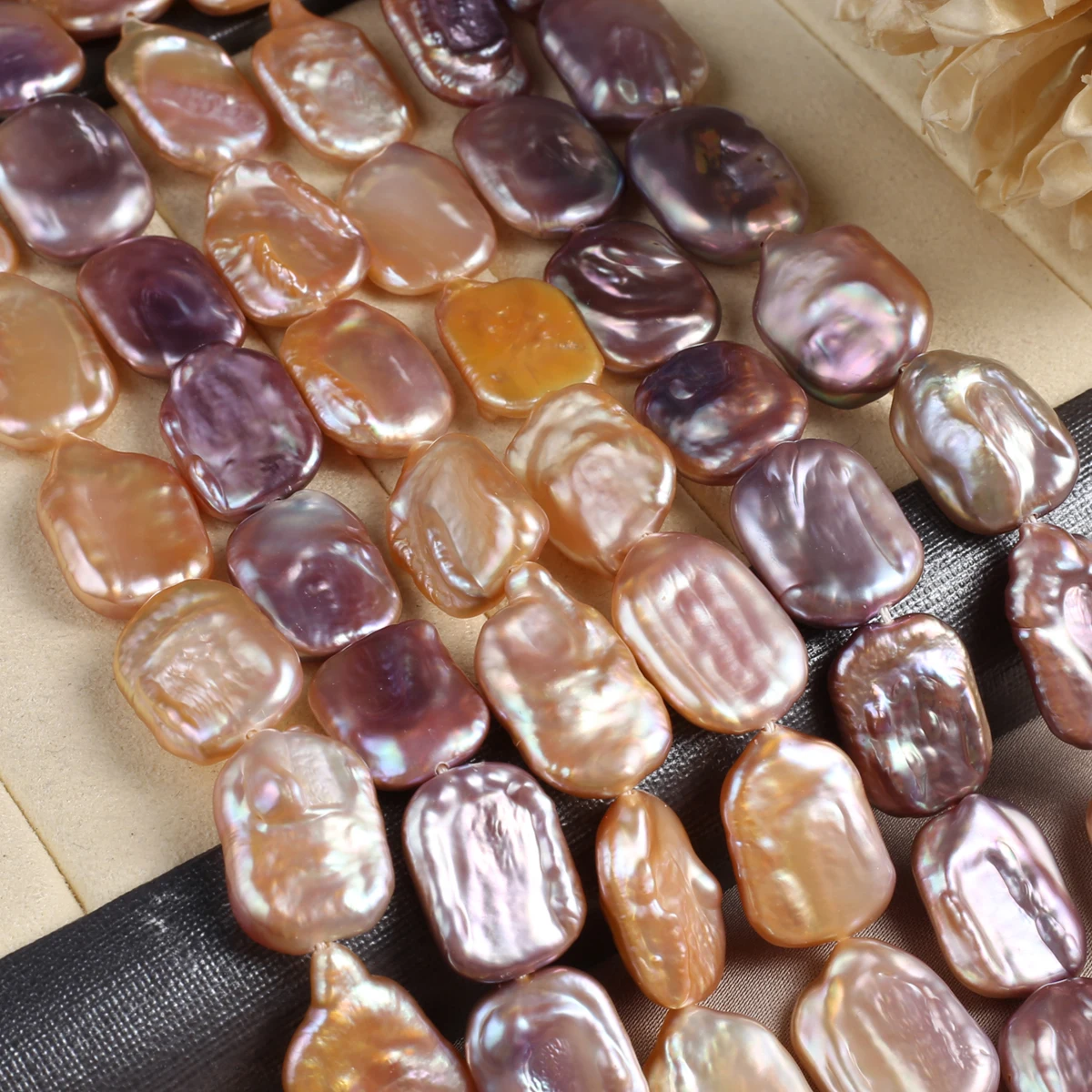 Natural Freshwater Baroque Pearl Rectangle Orange Purple Pearl Jewelry Making DIY Necklace Earrings Bracelet Accessories Gift