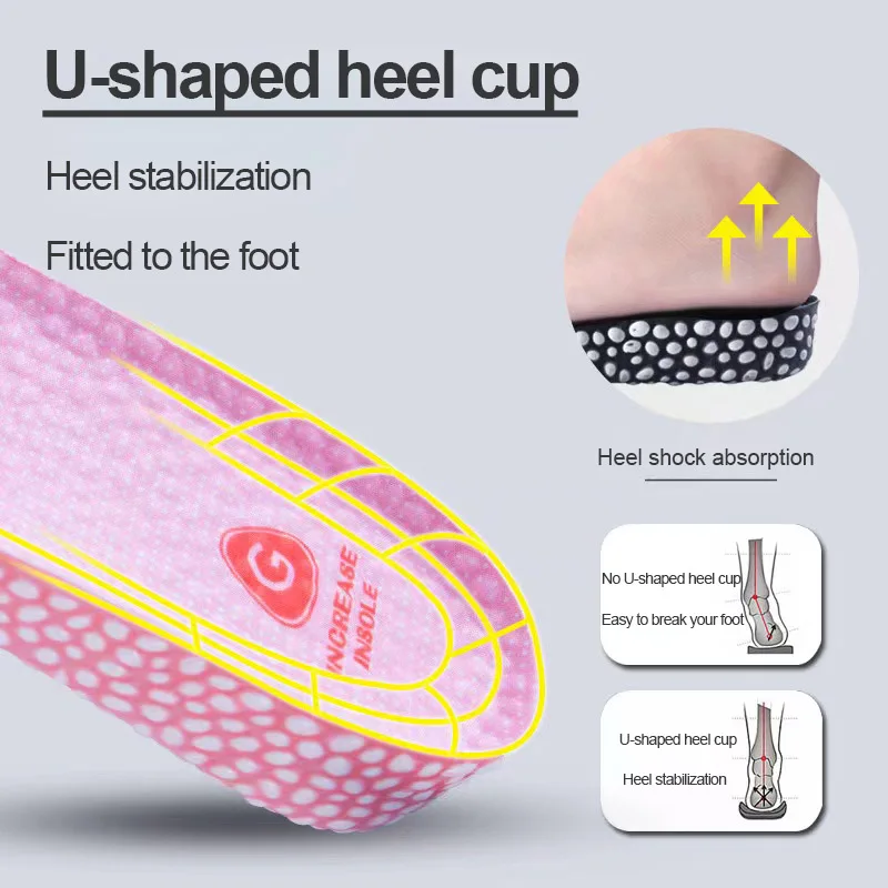 Heightening Running Insole Men Women Invisible heighted 1.5-3.5cm Breathable Shock Absorption Shoes Pad Sneakers sole