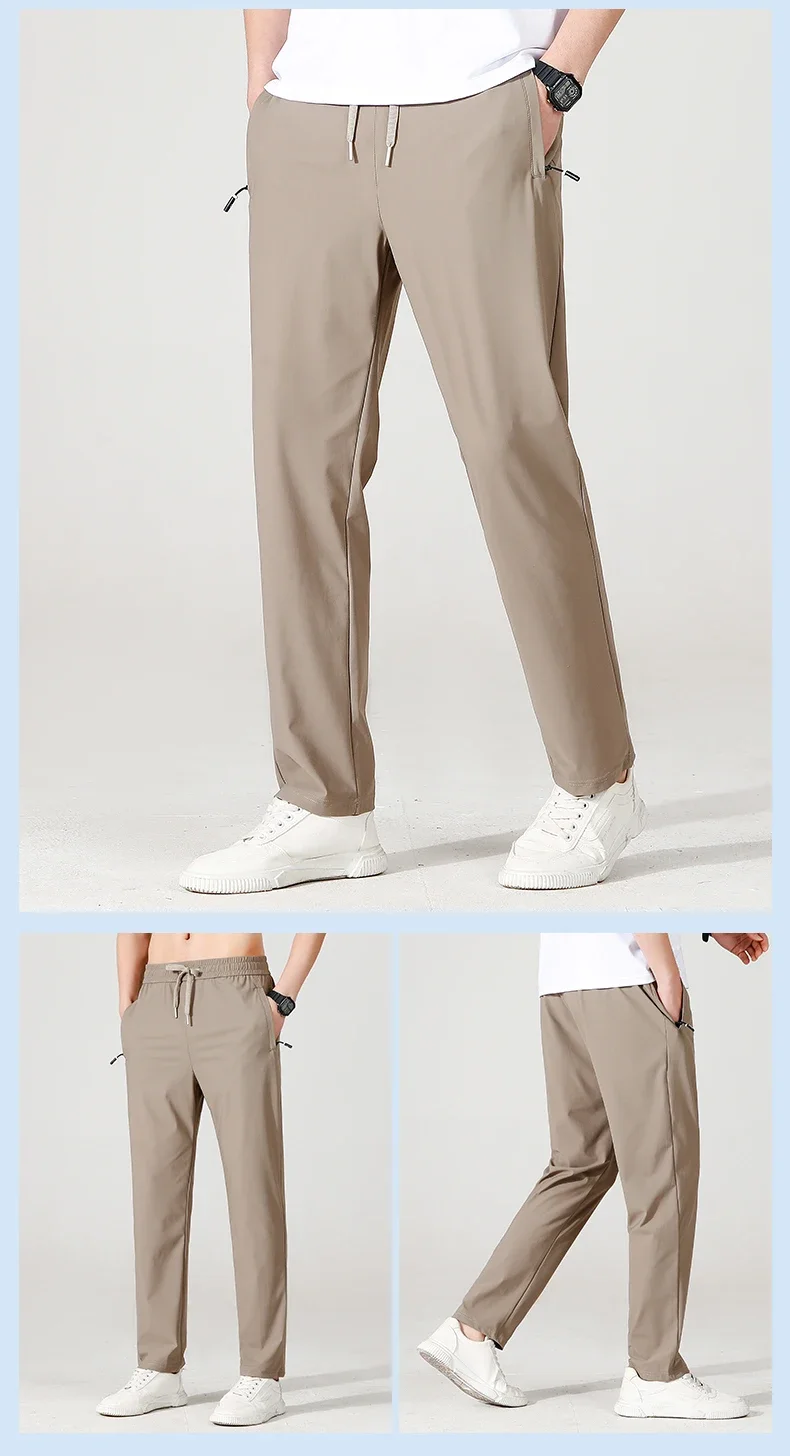 Eisseide Herrenhose Sommer Dünner Stil Business Casual Hose Outdoor Stretch Atmungsaktiv Gerades Bein Lose Lange Hose – Detail 18