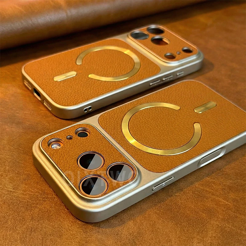 Premium Magnetic Faux Leather Wireless Charging Phone Case - Shockproof & Soft TPU Cover