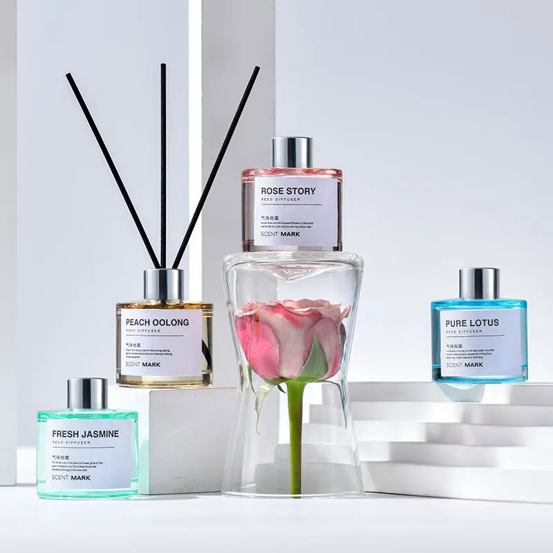 Luxurious 50ML Reed Diffuser with Essential Oils – Lavender, Rose, and Jasmine Fragrance for Hotel and Home Aromatherapy