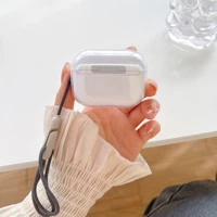 Clear Soft TPU Earphone Case for Airpods 4 3 2 1 Pro Pro2 Shockproof with Lanyard Strap for Airpods 4 Charging Case Cover 5