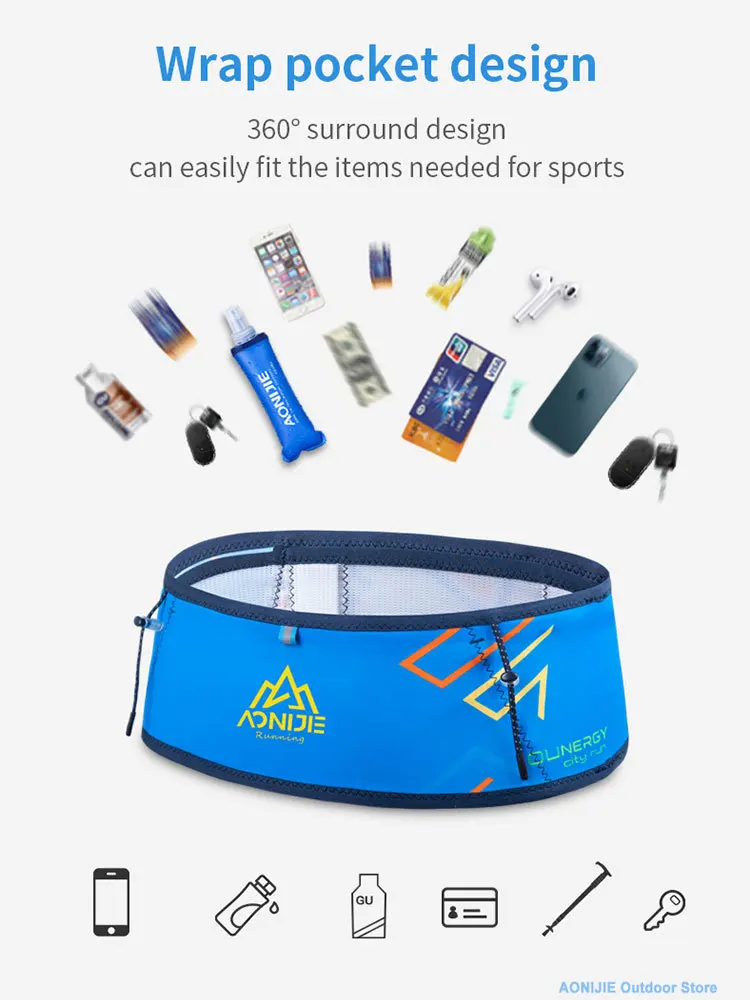 AONIJIE W8108 Running Waist Bag with 500ml soft flask for Women Men with Four Pockets Lightweight Breathable for Gym Marathon 3