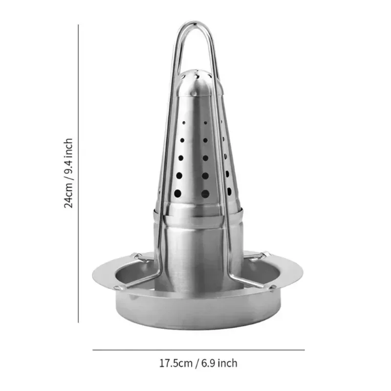 Stainlness Steel Roasting Grill Stand Removable Outdoor BBQ Tool Chicken Roaster Rack Non-stick Grilled Chicken Plate Party LIJI