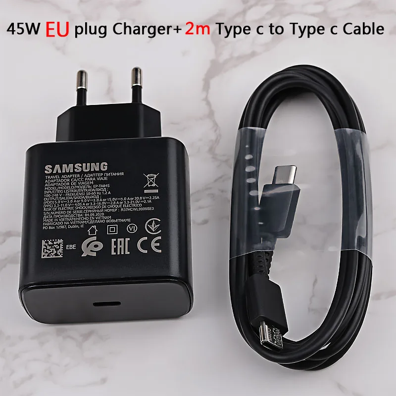 Original Samsung S20 S22 Ultra 45W Surper Fast Charger PD Quick Charge Adapter TypeC For Galaxy S20Plus Note 10+ A90 A80 Tab S7+ usb triple socket Chargers