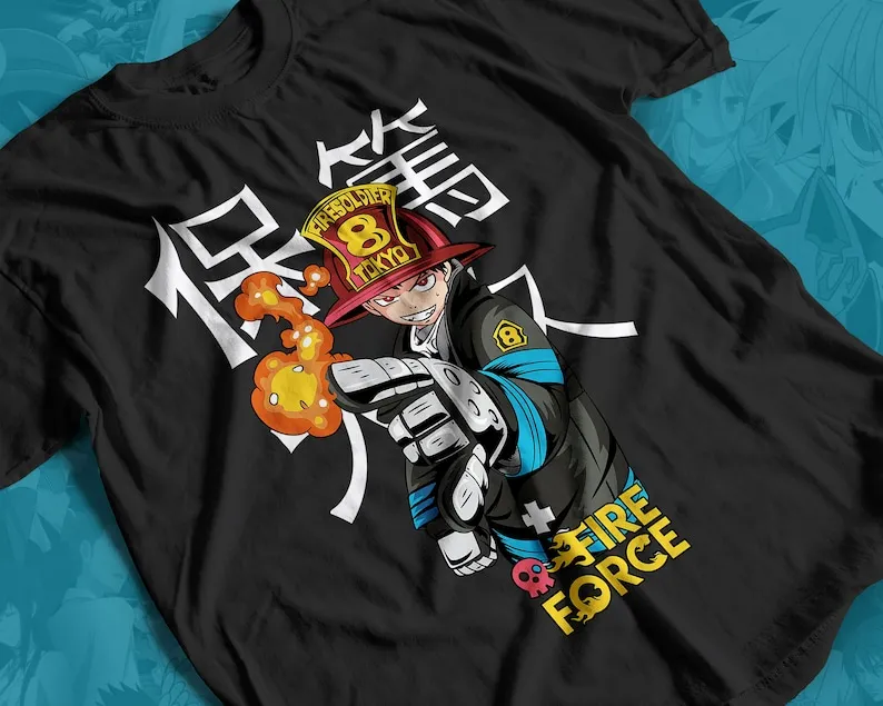 Футболка унисекс Shinra, Аниме Манга пожарная сила, Футболка унисекс Shinra, Аниме Манга пожарная сила,
