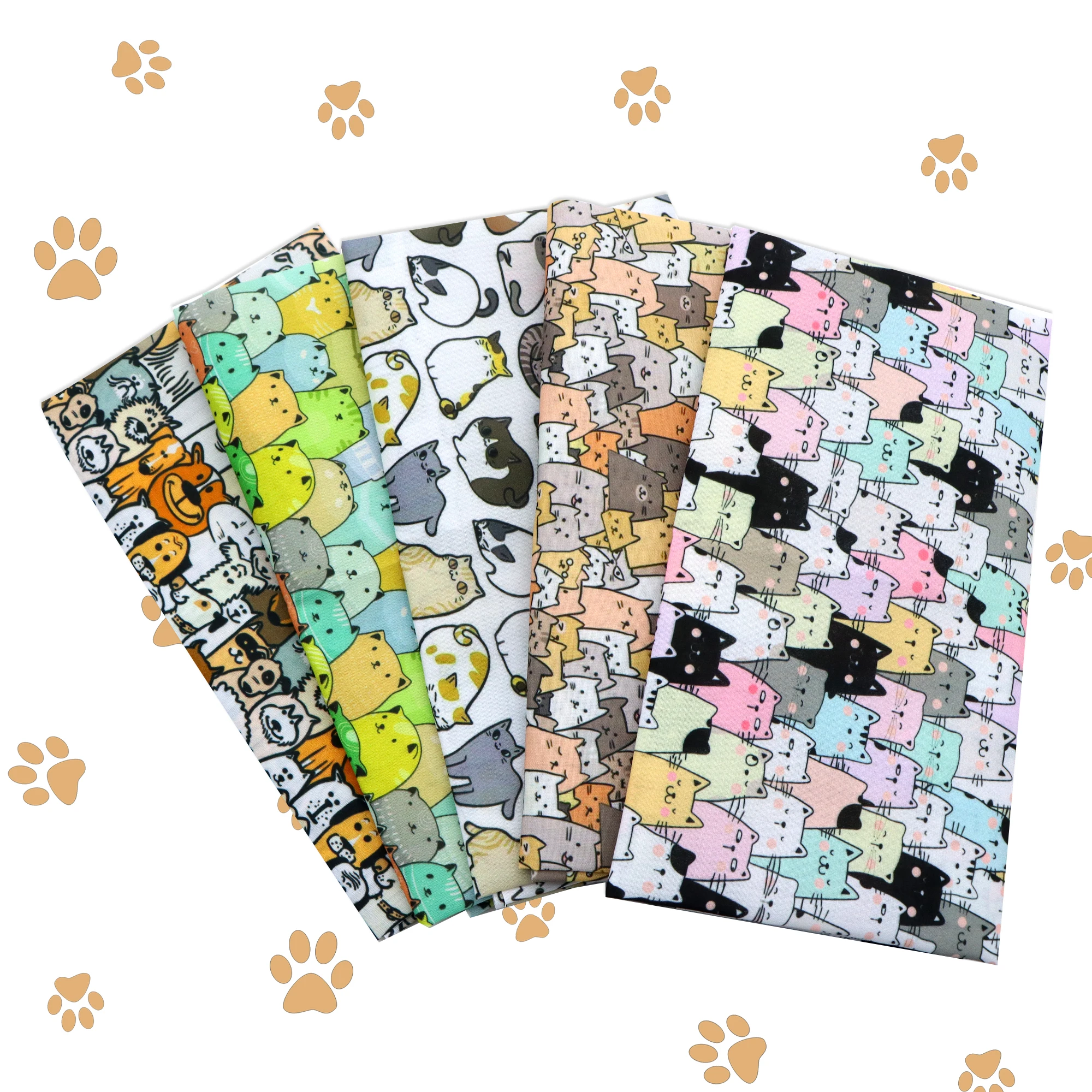 19.68x17.7 인치 귀여운 고양이 동물 시리즈 DIY 퀼트 폴리 에스터 코튼 원단 공예 DIY 수제 인형 옷 패치 워크에 대한 Precut