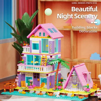 Girl Beach House Building Blocks Toys，Craft Toys，DIY Toys，Car Decoration Crafts，Animation Derivatives，children Toys 2