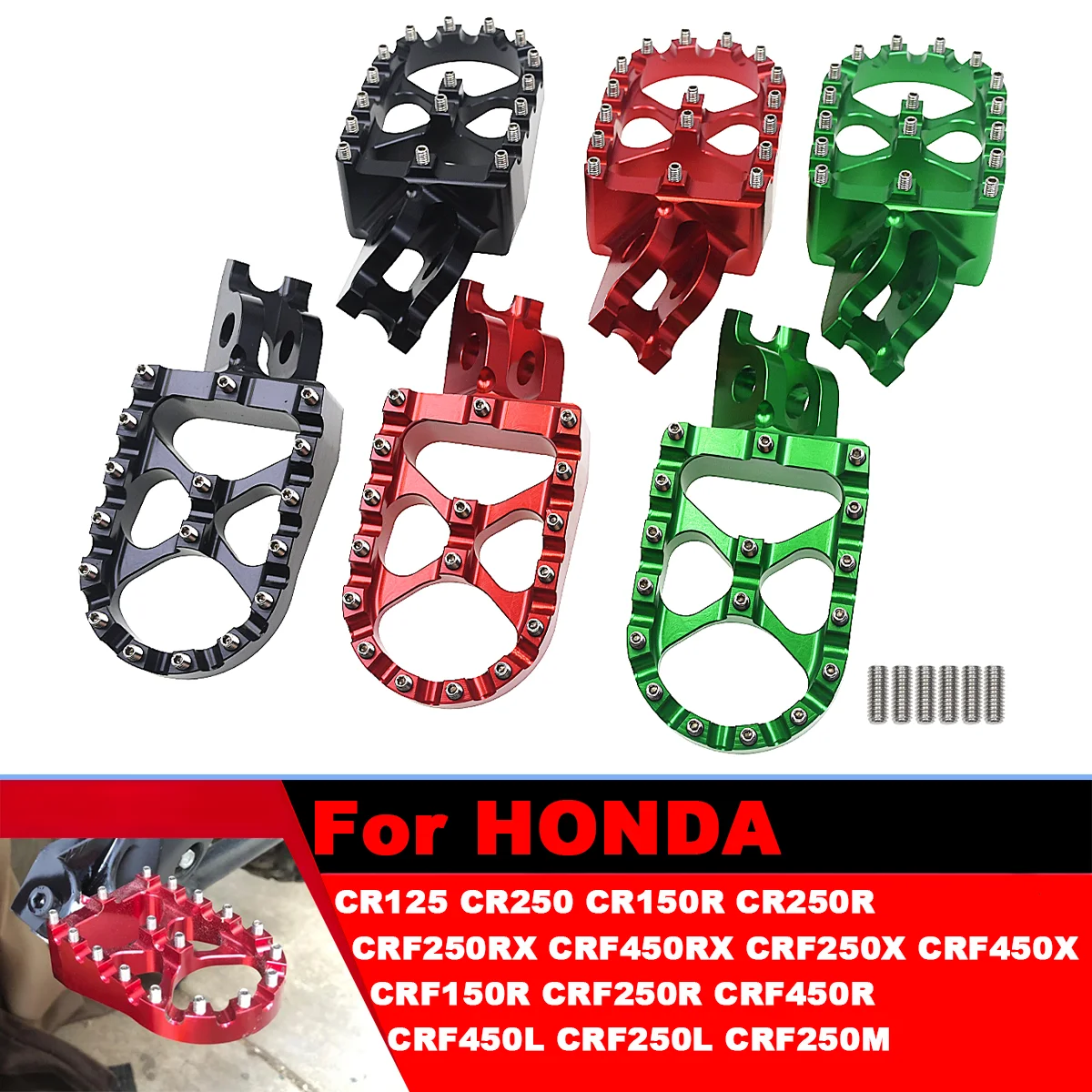 Motorcycle CNC FootRest Footpegs Foot Pegs Pedals For 2002- HONDA CR 125 250 150R CR250R CRF 150R 250R 450R 250 450 X RX L M motorcycle footrests motorcycle foot pedals