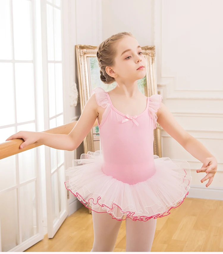 

Children's Dance Costume Suspender Leotard Top with Puff Tulle Skirt Ballet Tutu Dress for Girls Performance Dance Wear C22057