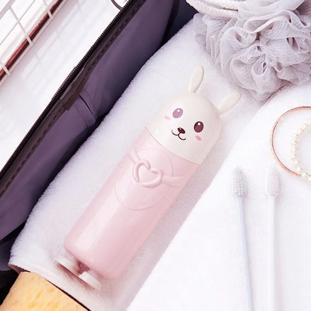 Portable Toothbrush Toothpaste Storage Case Container Cartoon Cute Rabbit Dustproof Toothbrush Storage Box for Bathroom Supplies toothbrush case toothbrush storage box